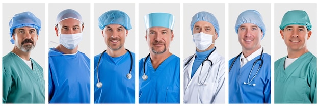 Photo medicine doctors collage with segmented divisions and white vertical lines in bright white style