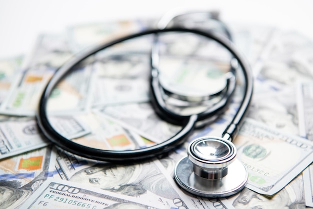 Medicine expenses for healthcare concept money for medicine expenses in selective focus