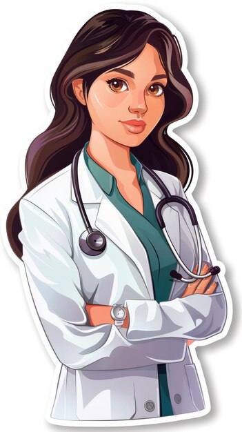 Medicine health care cartoon sticker isolated on white background with cutout edges Creative concept for healthcare presentations medical illustrations and healthrelated design