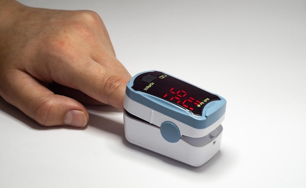 medicine and healthcare, heart rate monitor on the finger