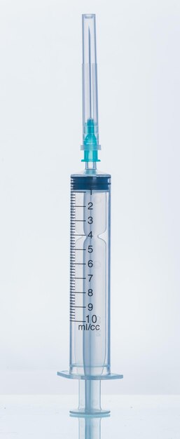 Medicine Injection vaccine and disposable syringe isolated drug concept