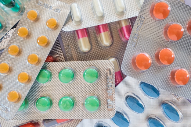 Medicine pills in blister packaging