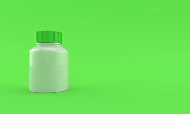 Medicine pills bottle  on bright green background