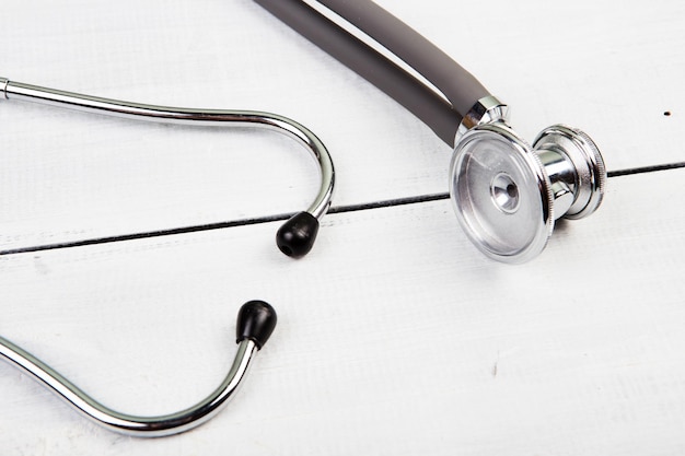 Medicine stethoscope on the white desk