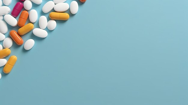 Medicine Tablets Antibiotic Pills Isolated on the Minimalist Background