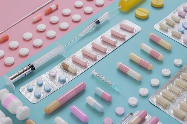 medicine tamplate for presentation pills health care ai generated