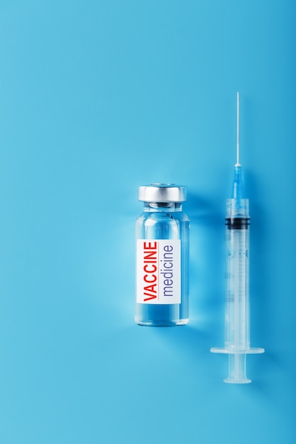 Medicines with syringe Vaccine ampoule