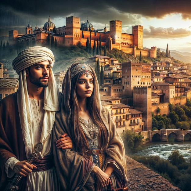 Photo medieval arab couple