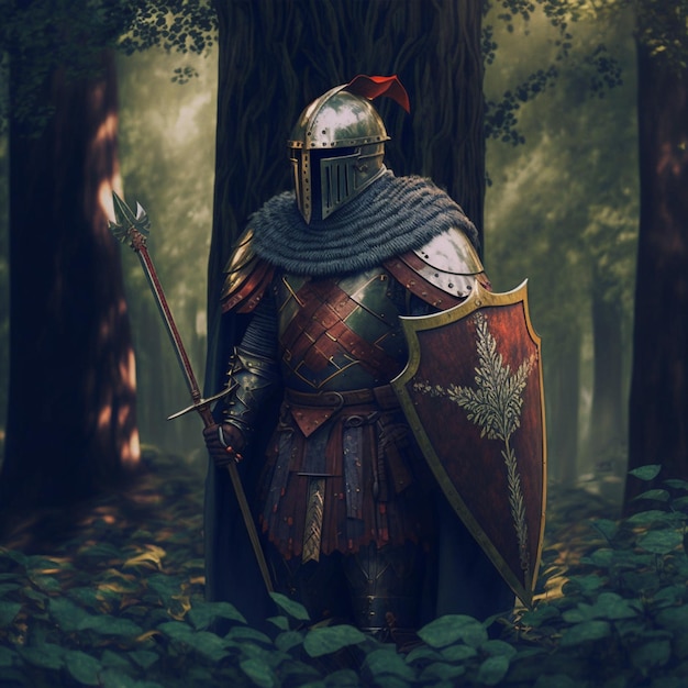 Medieval armored knight with sword, Middle ages