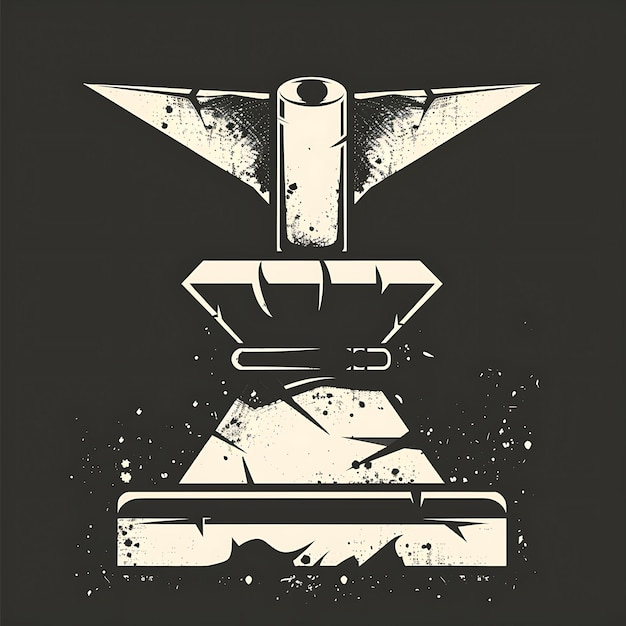 Medieval Blacksmith Guild Logo With Anvil and Hammer for Dec Tshirt Tattoo Ink Outline CNC Design