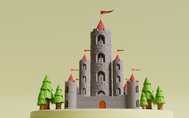 Photo medieval castle 3d rendering