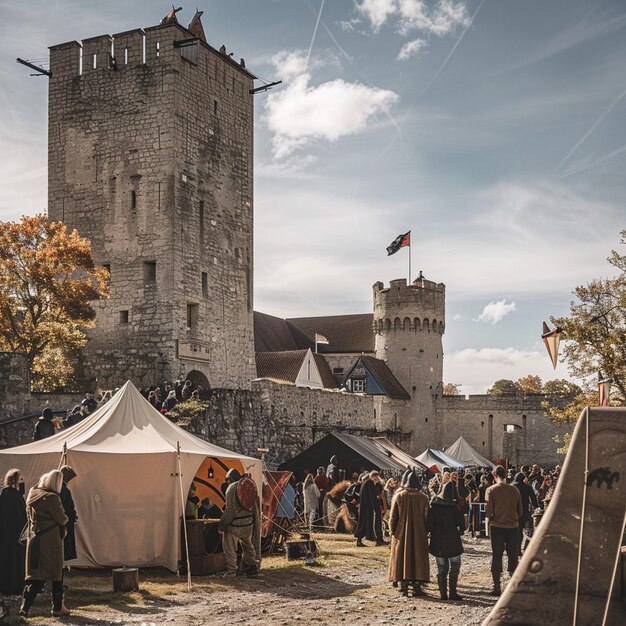 Medieval Castle Gathering Image Historical Event Photo