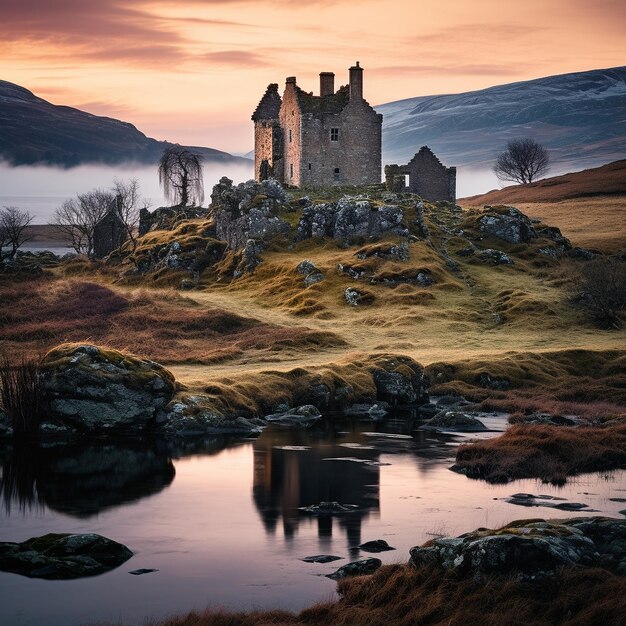 A medieval castle in the Scottish moors