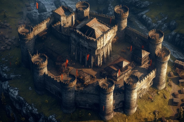 Medieval castle view Generate AI