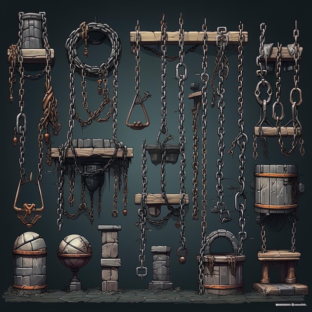 Photo medieval dungeon chains