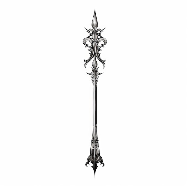 Medieval Era Spear Graphic Black Lineart With Light Shading