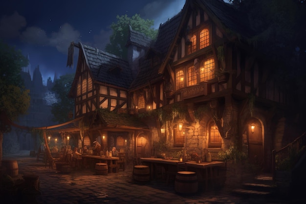 medieval fantasy tavern illustration