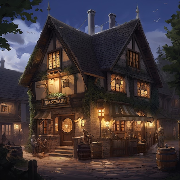 medieval fantasy tavern illustration