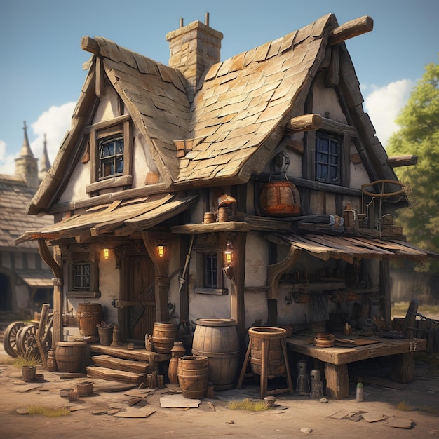 medieval fantasy tavern illustration