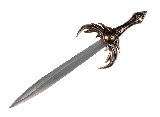 medieval forged sword isolated on white background