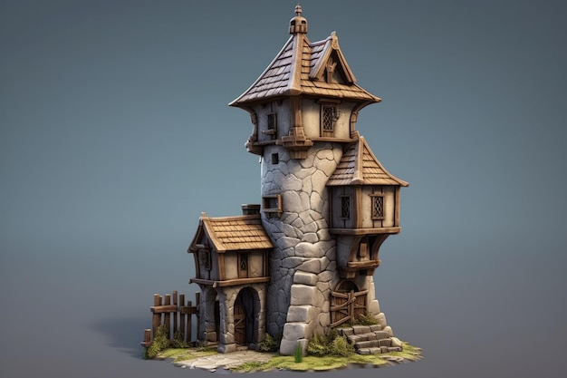 Medieval guard tower landscape Tourism building Generate Ai