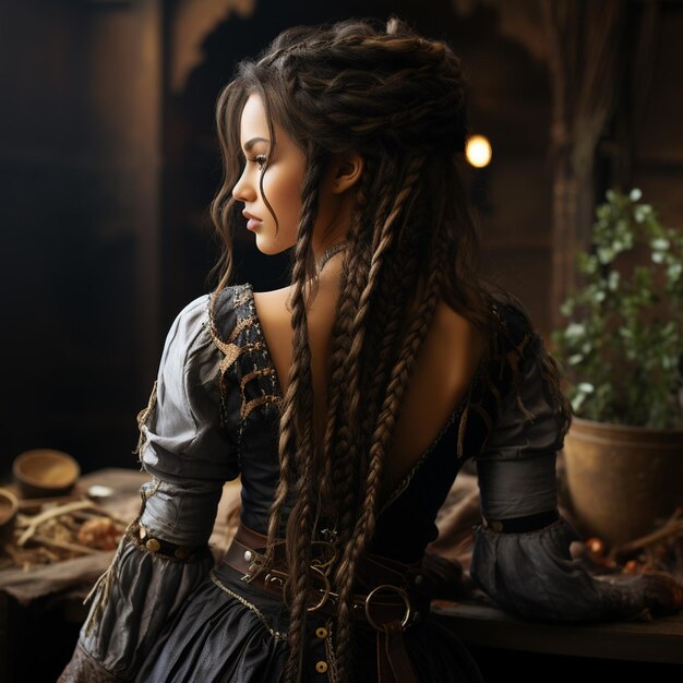 Photo medieval hair braid styles