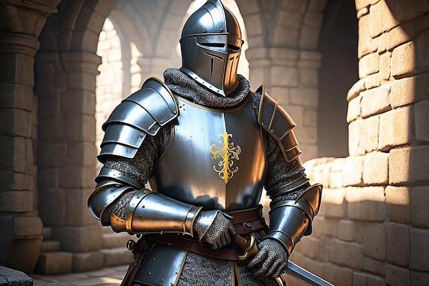 Medieval historical rendering of knight