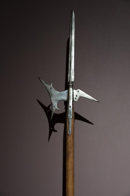 Medieval iron halberd spear