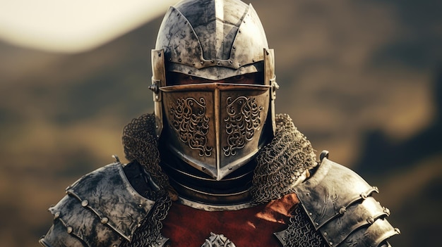 Medieval Knight in Chainmail Armor