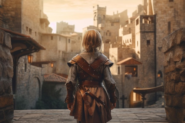 Medieval knight girl child Generate Ai