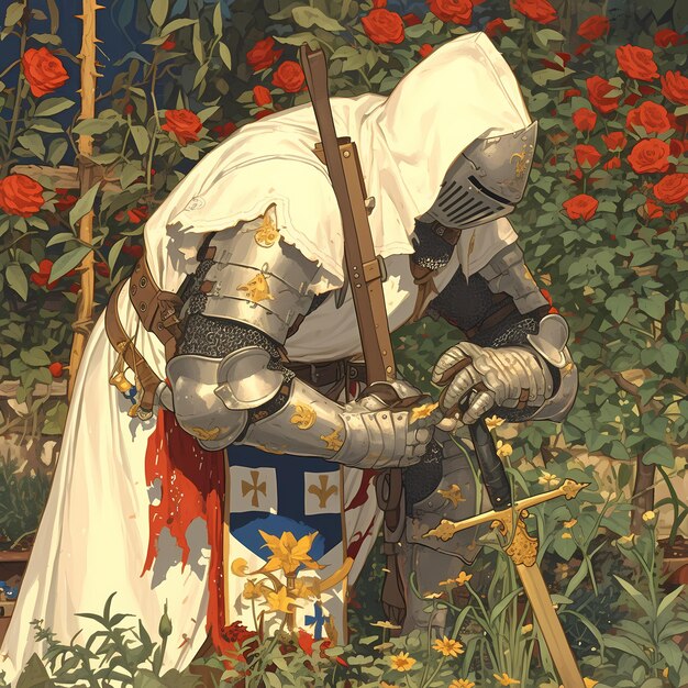 Medieval Knight in Gown RoyaltyFree Stock Image