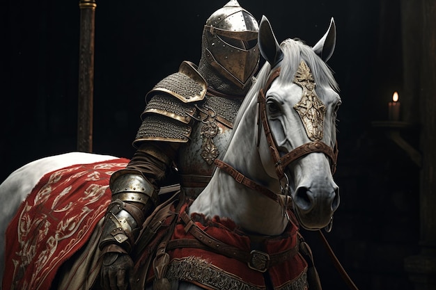 Medieval knight on grey