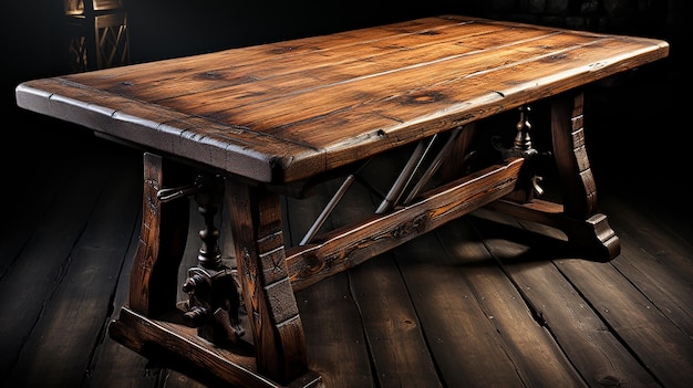クラシックなスタイルの中世のシンプルなトレッスル テーブル