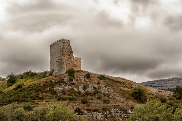 Medieval square tower of Ruero in Cantabria.