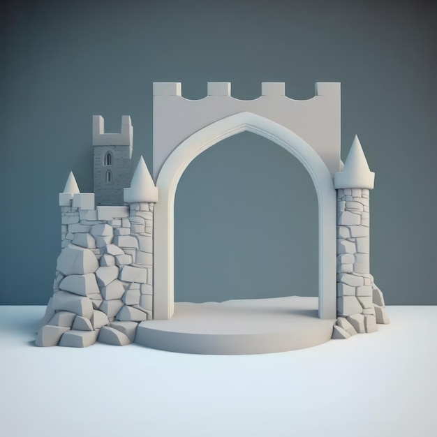 Medieval stone castle background minimalist mockup for podium display or showcase AI generation