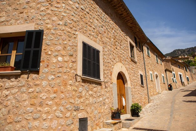 medieval street in the Old Town of the picturesque Spanishstyle village Fornalutx Mallorca