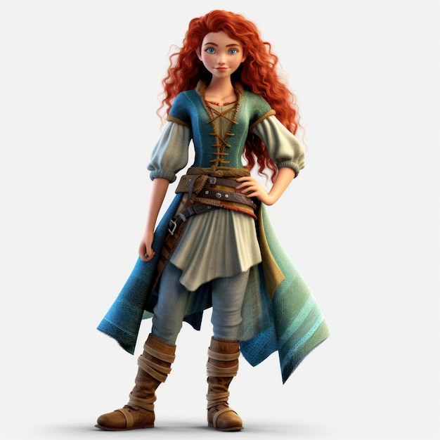 Medieval Style Sports Character With Red Hair And Oversized Boot