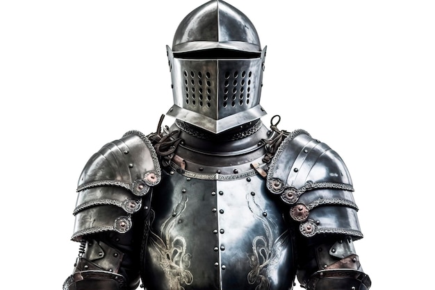 A medieval suit of armor isolated on white background generative AI