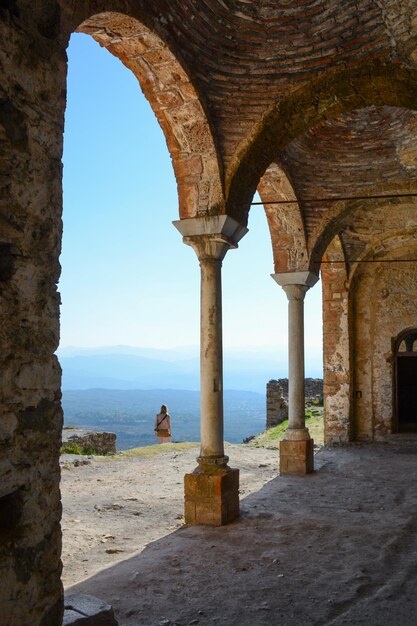 The medieval town of Mystras in the Peloponnese in Greece