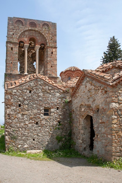 The medieval town of Mystras in the Peloponnese in Greece