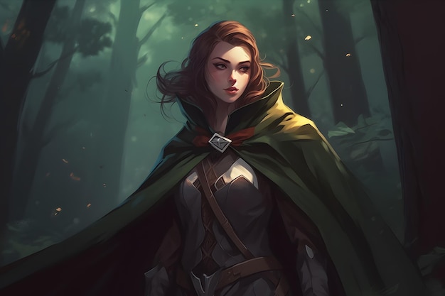 Medieval warrior girl in the forest Neural network AI generated