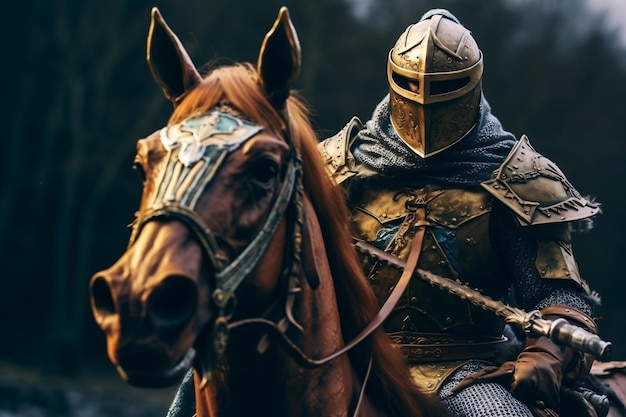 Medieval Warrior Riding a Horse Illustration Asset for Historical Themes Generative AI