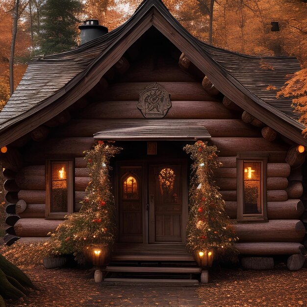 Photo medieval wooden house in forest