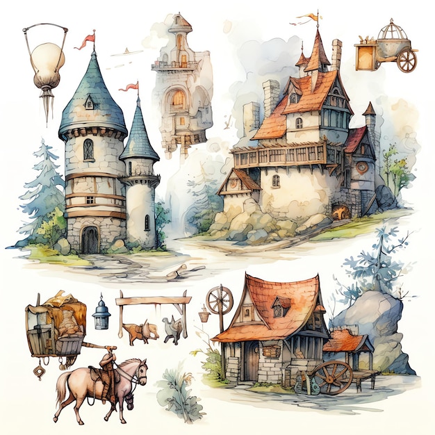 Medievally Medieval watercolor fantasy