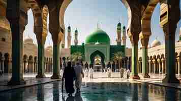 Photo medina saudi arabia 16 january 2024 masjid al nabawi prophets mosque green dome