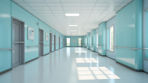 Medisch concept Ziekenhuisgang met kamers