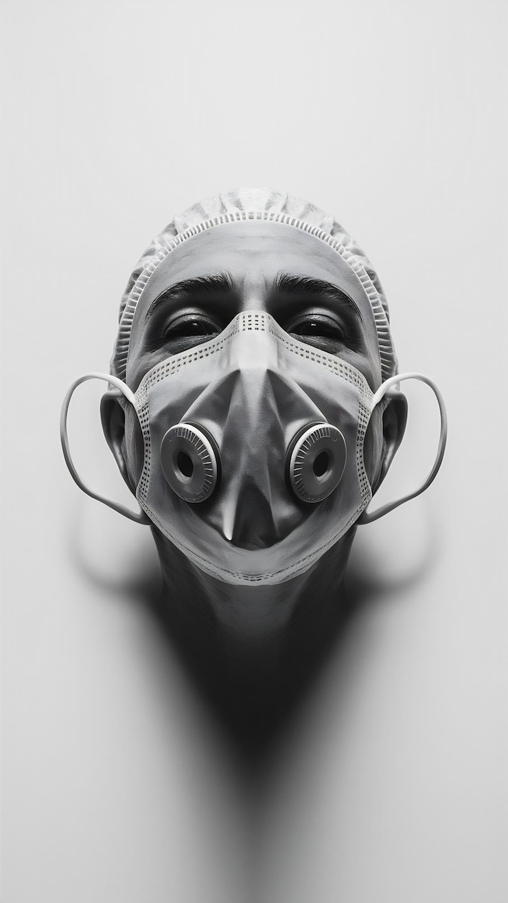 Foto medisch gezichtsmasker dat op wit wordt geïsoleerd