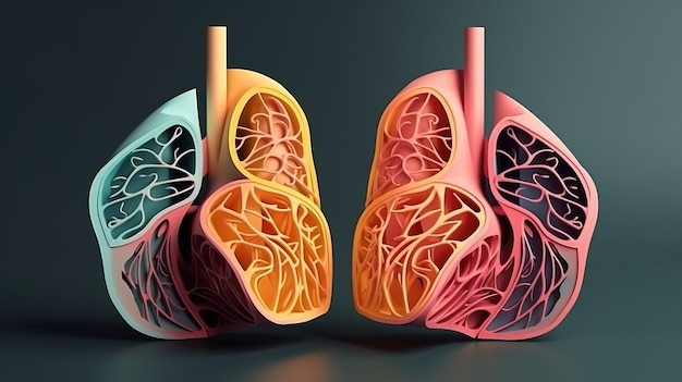 Foto medisch longenontwerp in abstracte stijl medische technologie geneeskundetechnologie geneeskunde gezondheidszorgconcept apotheekconcept ontwerpelement generatieve ai