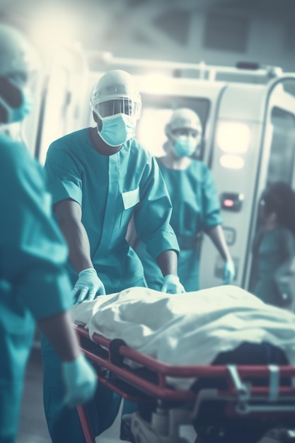 Medisch noodteam assisteert patiënttransfers op brancards in ER
