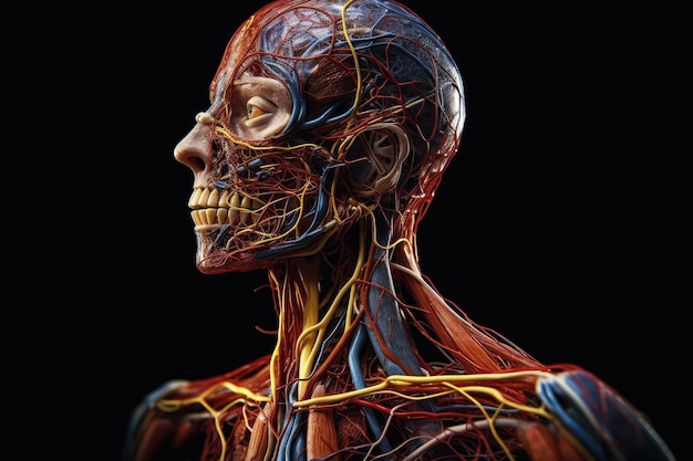 Foto medisch onderwijs biologieschema voor menselijk lichaam orgaansysteem diagram menselijk skelet details van structuur en lichaamsbouw anatomie spieren organen botten bloedsomloop